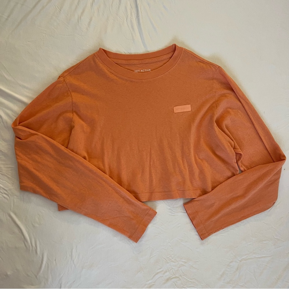 Set active crop long sleeve size small SCORE color